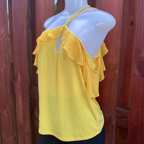 BCBG Yellow Halter Neck Rose Top Size S - Picture 5 of 9